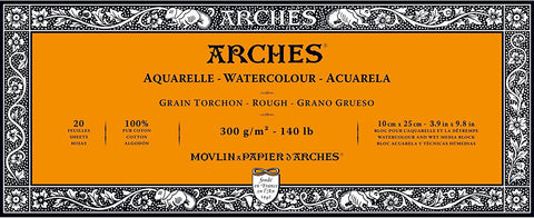 Arches 140 lb. Watercolor Block, Cold-Pressed, 3.9 inch x 9.8 inch